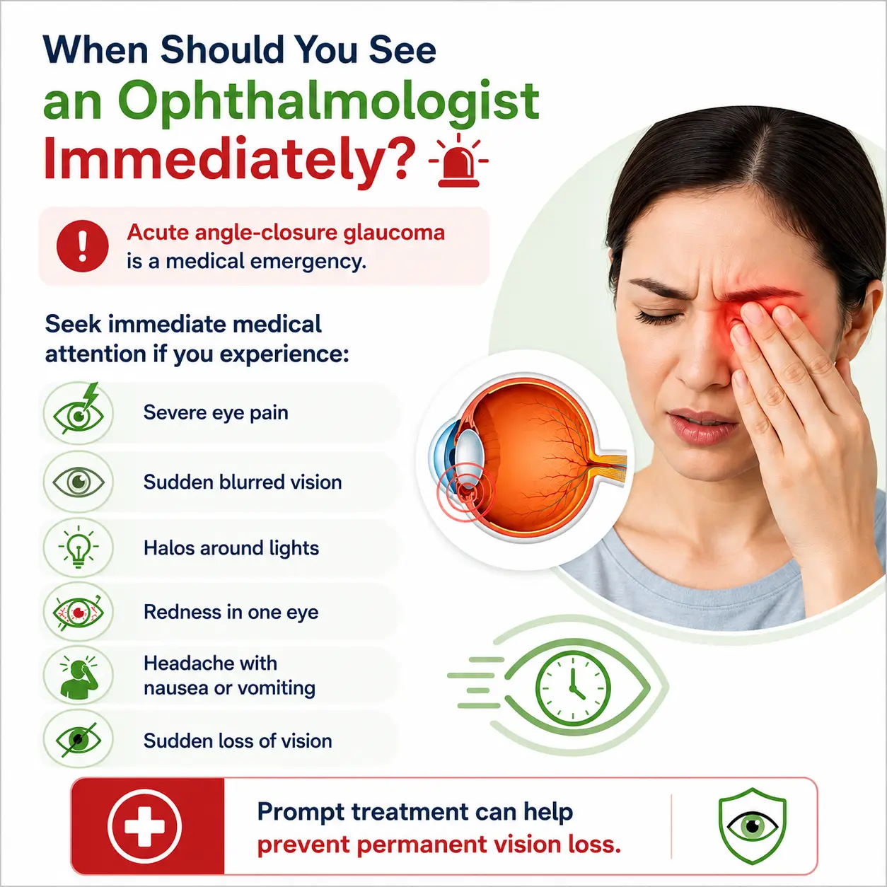 Acute glaucoma warning signs infographic