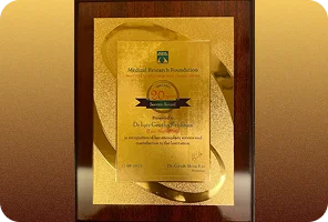 Dr Geetha Iyer 41 Honoured with the 20-Year Service Award from Sankara Nethralaya in recognition of two decades of dedication and excellence in eye care.