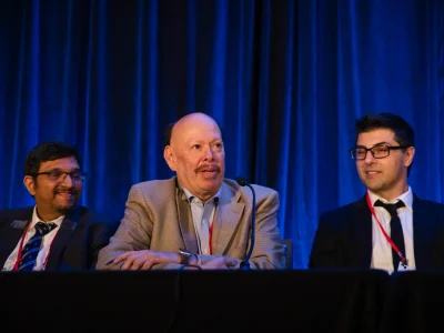 Dr. Bhaskar Srinivasan in discussion at the 34th Biennial Cornea Conference, Boston