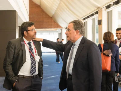 Dr. Bhaskar Srinivasan networking at the 34th Biennial Cornea Conference, Boston