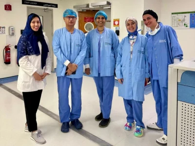 Dr Geetha Iyer 8 Dr Geetha Iyer with the surgical team at King Khaled Eye Specialist Hospital, Riyadh, following the Boston KPro Type II surgery
