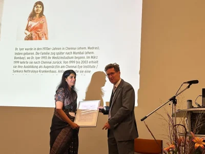 Dr Geetha Iyer 38 Dr. Geetha Iyer receiving the Meibom Mooren Medal 2024 for contributions to cornea and ocular surface care