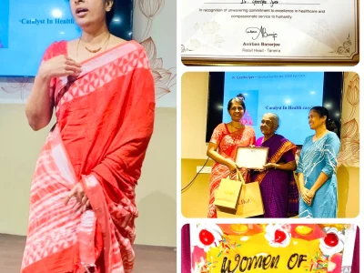 Dr Geetha Iyer 33 Honoured as a Catalyst in Healthcare at Taneira’s Women of Excellence Celebration, recognising her dedication to compassionate healthcare and meaningful contributions to the field