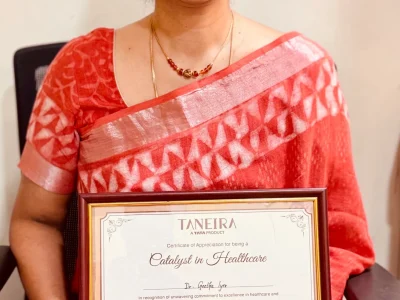Dr Geetha Iyer 32 Recognised as a Catalyst in Healthcare at Taneira’s Women of Excellence Celebration for inspiring leadership and contributions to healthcare